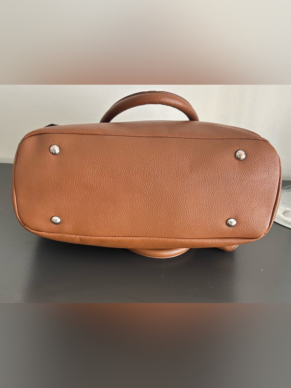 Tignanello Colorblock Leather Satchel Crossbody Brown Burgundy Pebbled Leather - Picture 13 of 14
